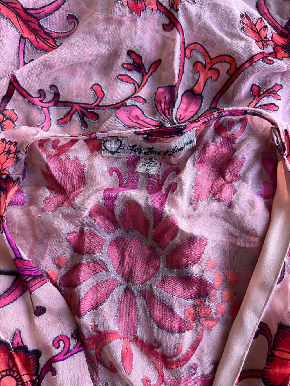 For Love & Lemons Saffron Pink Floral V-Neck High-Slit Maxi Dress - Picture 8 of 9